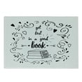 thumbnail image 1 of Book Cutting Board, Get Lost Reading Printed Words Hand Drawn Floral Pattern Books Arrow, Decorative Tempered Glass Cutting and Serving Board, Small Size, Black White, by Ambesonne, 1 of 1
