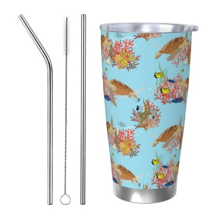 

Junzan Turtles And Corals for 20oz Stainless Steel Insulated Car Cup with Spillproof Lid - Insulated Coffee Mug Thermal Cup-Straw Three-piece Set