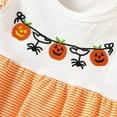 thumbnail image 5 of mgoYE Girl Clothes Halloween Baby Clothes Striped Smocked Romper Bubble Onesie Bodysuit Shirt Fall Outfit|Orange 0-3 Months, 5 of 9