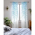 thumbnail image 3 of Blue Polka Dots Sheer Curtains 84 Inch Length 2 Panels Set for Living Room/Bedroom, Watercolor Abstract Art Retro Kitchen Curtains Grommet Semi-Sheer Curtains Drapes Voile Window Treatments 42"x84"x2, 3 of 7