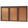 Aarco Products WBC4896RC 3-Door Enclosed Bulletin Board with Crown Molding - Walnut