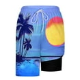 thumbnail image 5 of Hvot&aat Mens 2 in 1 Quick Dry Bathing Suits Drawstring Elastic Waist Beach Shorts with Lining Fashion Beach Print Pants, 5 of 5