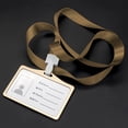 thumbnail image 3 of Lightweight Aluminum Alloy Horizontal Card Holder with Coffee Lanyard - Smooth-Textured, Rounded Corner ID Badge Case for Work, Office, School, Hospital Use - Securely Holds s & Employee, 3 of 6