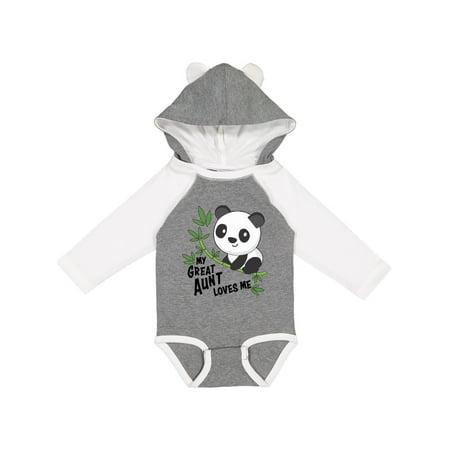 

Inktastic My Great Aunt Loves Me- cute panda Gift Baby Boy or Baby Girl Long Sleeve Bodysuit