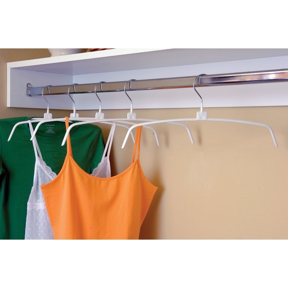 International Hanger Metal Non-Slip Vinyl Coated Top Hanger, White Finish with Chrome Hardware, Box of 25