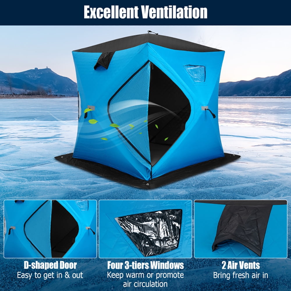 Aimee Lii Portable 2 Person Ice Shanty with Cotton Padded Walls, Oversize Privacy Tent, Easy Set Up Privacy Shelter, Blue Aimee Lii Portable 2 Person Ice Shanty with Cotton Padded Walls, Oversize Privacy Tent, Easy Set Up Privacy Shelter, Blue