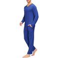 thumbnail image 3 of MoFiz Men's Bamboo Pajamas Set Long Sleeve V-Neck Top and Pants with Pockets Loungewear 2-Piece for Men, 3 of 4