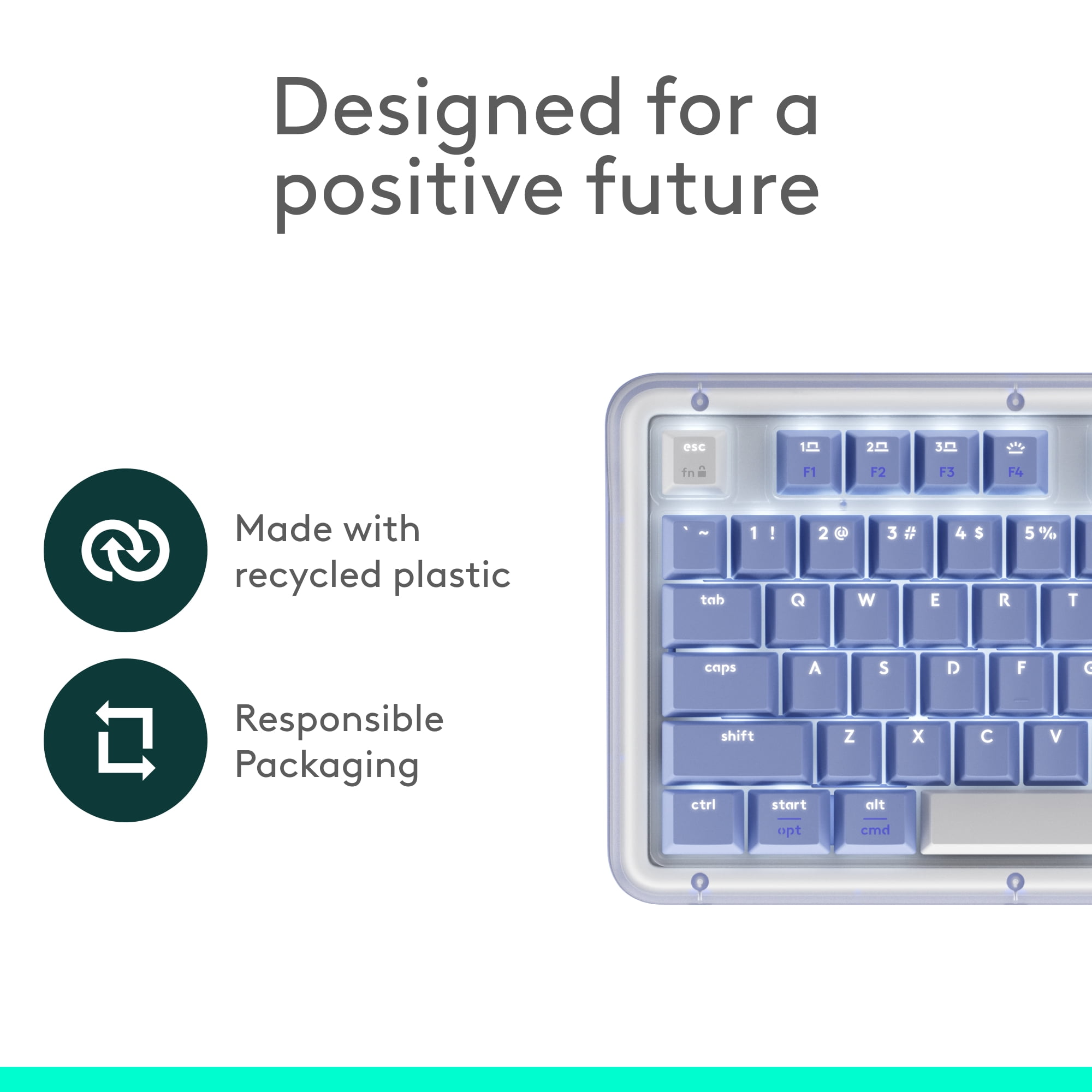 Logitech Alto Keys K98M wireless mechanical keyboard, customizable keyboard with vibration absorbing gasket, Bluetooth, Lilac