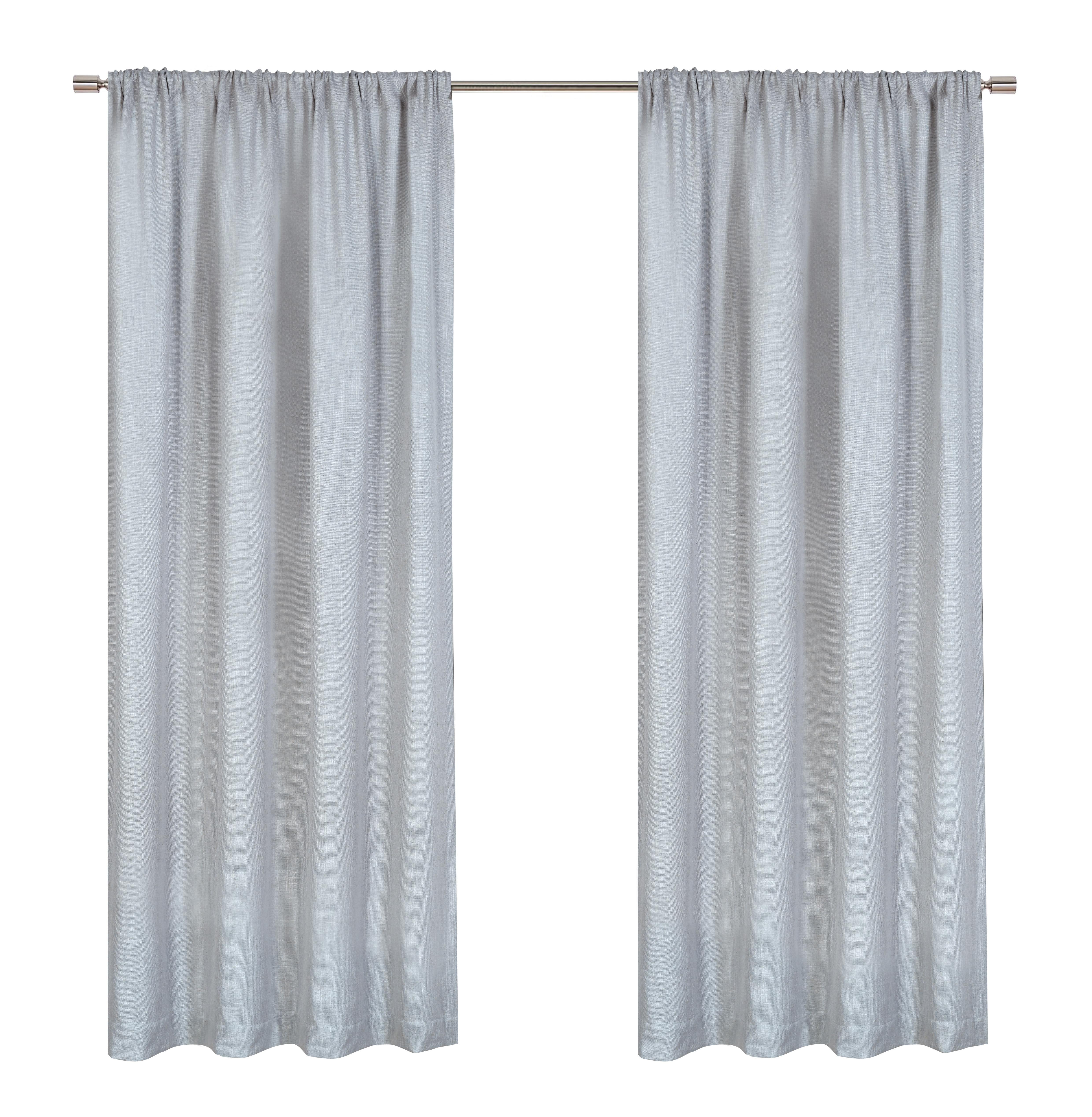 (2 pack) Better Homes & Gardens Light Filtering Linen Blend Rod Pocket Curtain, Single Panel, Soft Silver, 50" W x 84" L
