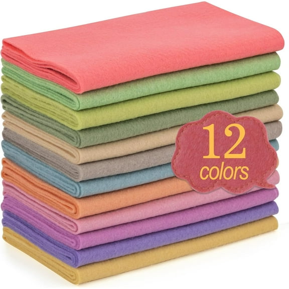 ZHUYING 12 Rolls 8"x35" 1.0mm Thick Soft Felt Fabric Sheet 12 Assorted Morandi Series Colors Felt Pack for DIY Craft Sewing Squares Nonwoven Patchwork