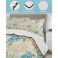 thumbnail image 3 of Twin XL Quilt Bedding Set, Teal Red Coastal Reversible Summer Quilt 3 Pieces, Summer Beach Nautical Sea Turtle Coral Starfish Lightweight Bedspreads Coverlets with 2 Pillow Shams for All Seasons, 3 of 5