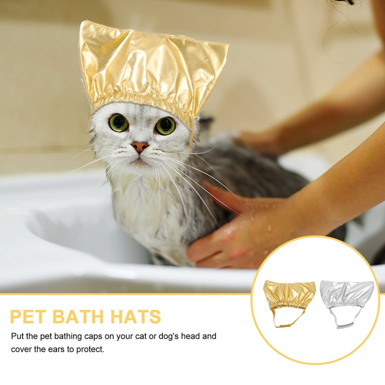 2Pcs Pet Bath Hats Puppy Shower Caps Kitten Shower Hats Household