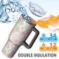 thumbnail image 5 of 40oz Pioneer Flower Floral Print Pattern Insulated Tumbler with Handle, BPA-Free Leak Proof Lid and Straws, Double Wall Vacuum, Hot 12h/Cold 34h, 5 of 6
