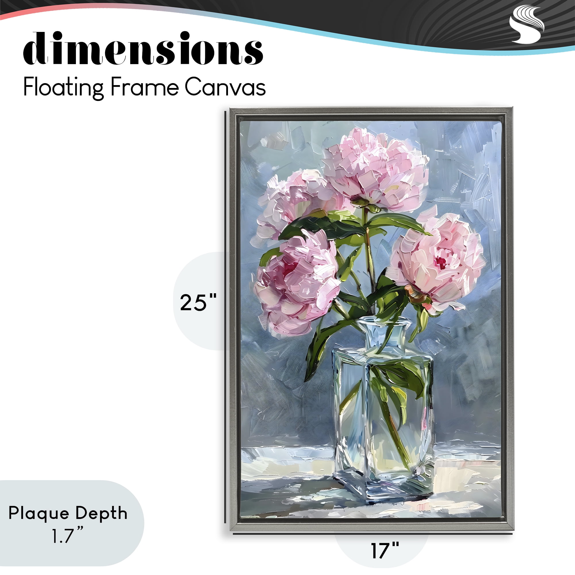 Stupell Industries Beautiful Pink Pastel Peonies Gray Framed Floater Canvas Wall Art, design by Creative Studio