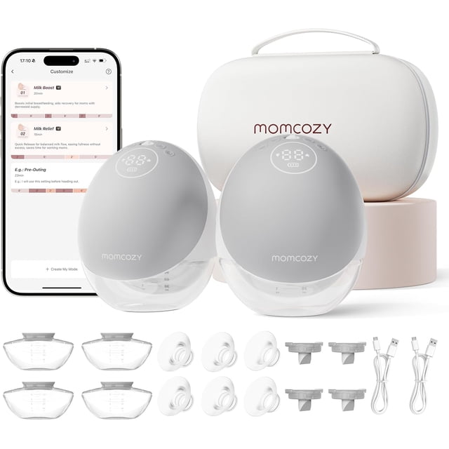 Extractora de Leche Sin Manos Momcozy M9 24mm Paquete de 2 Gris