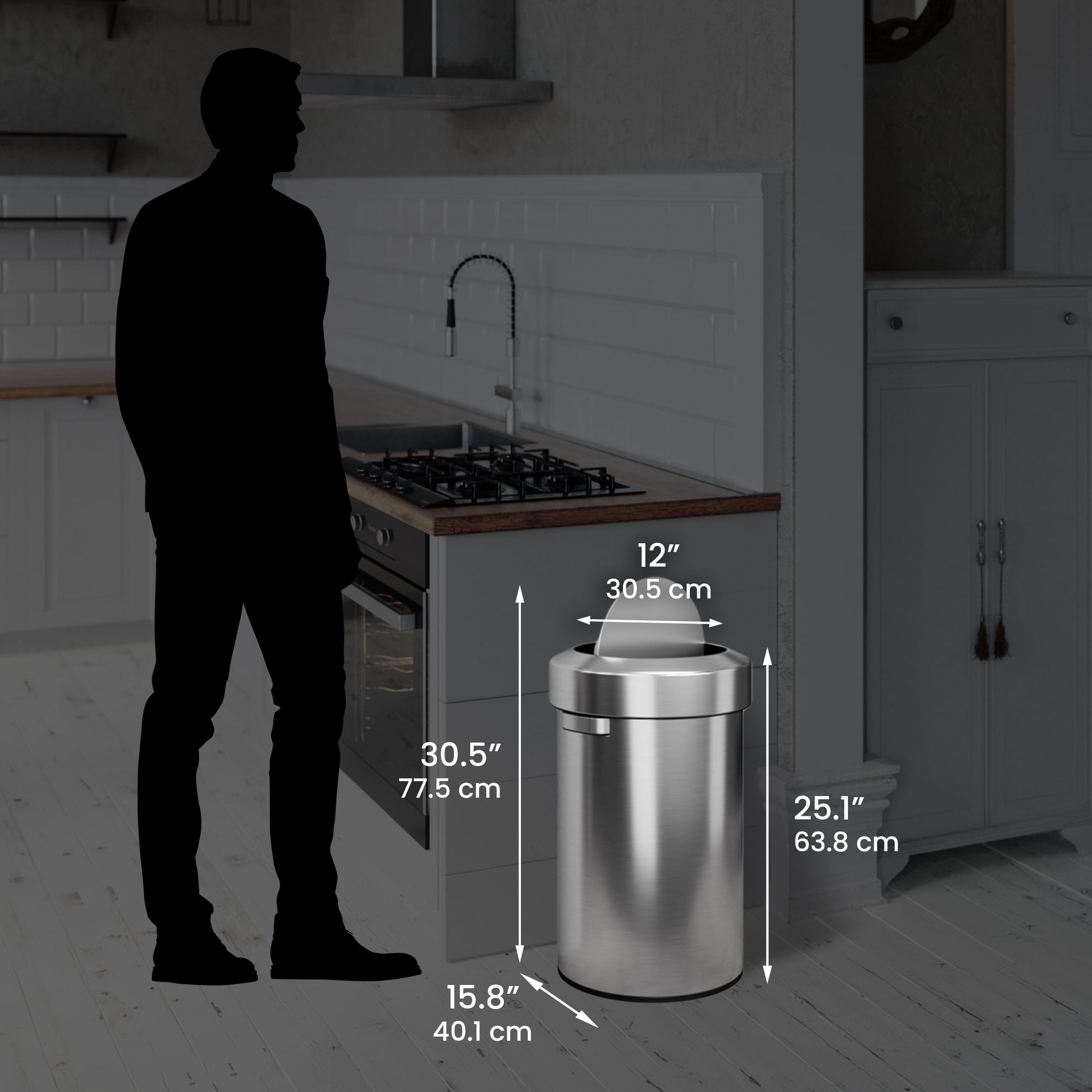 iTouchless Titan 17 Gallon Swing Open Trash Can, Stainless Steel Self-Balance Flip Top Lid Commercial Grade 64 Liter Garbage Can is Perfect for Kitchen, Home, Office, Business, Restaurant, Restroom