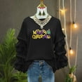thumbnail image 4 of Yteetum Merry Christmas Sweatshirts for Women Oversized Crewneck Christmas Pleated Ruffle Trim Pullover Hoodless Sweatshirts Tops Womens Casual Xmas Graphic Round Neck Loose Lantern Sleeve Sweatshirt, 4 of 6