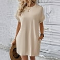 thumbnail image 5 of Razzly Women's Casual Dress Soft T Shirt Loose Dress with Pockets Short Sleeve Summer Tunic for Everyday Wear and Comfort(Beige,2XL), 5 of 7