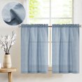 thumbnail image 1 of Curtainking Kitchen Curtains 36 inch Length Blue Linen Textured Short Window Curtains Semi Sheer Cafe Curtains Farmhouse Small Window Treatment Bathroom Rod Pocket Tier Curtains Set of 2 Panels, 1 of 6