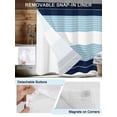 thumbnail image 3 of No Hook Cloth Fabric Shower Curtain with Snap in Liner, Navy Blue Aqua Stripe Waterproof Shower Curtains Set with See Through Top Window, Modern Art Horizontal Striped Bath Curtains Shower 72"x96", 3 of 6
