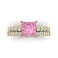 thumbnail image 2 of Clara Pucci 18K Yellow Gold 2.63 Simulated Pink Diamond Engraveable Engagement Ring + Wedding Band Set, 2 of 7