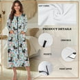 thumbnail image 6 of Yuyamidu Dachshund Long Sleeve Bathrobe for Women Size XL Cute Dog Zipper Front Robe Flower Bath Spa Robes Female Mid-Calf Length Bath Gown Blue Dressing Gown, 6 of 7