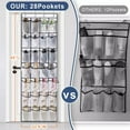 thumbnail image 6 of Bevtee Over The Door Shoe Organizer, 2 Pack Hanging Shoe Organizer with Hooks, 28 Large Mesh Pockets, White and Black, 6 of 7