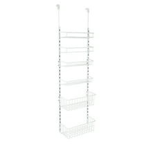 Mainstays Over the Door Rack Organizer with 6 Tier Adjustable Shelves Powder Coated Steel White