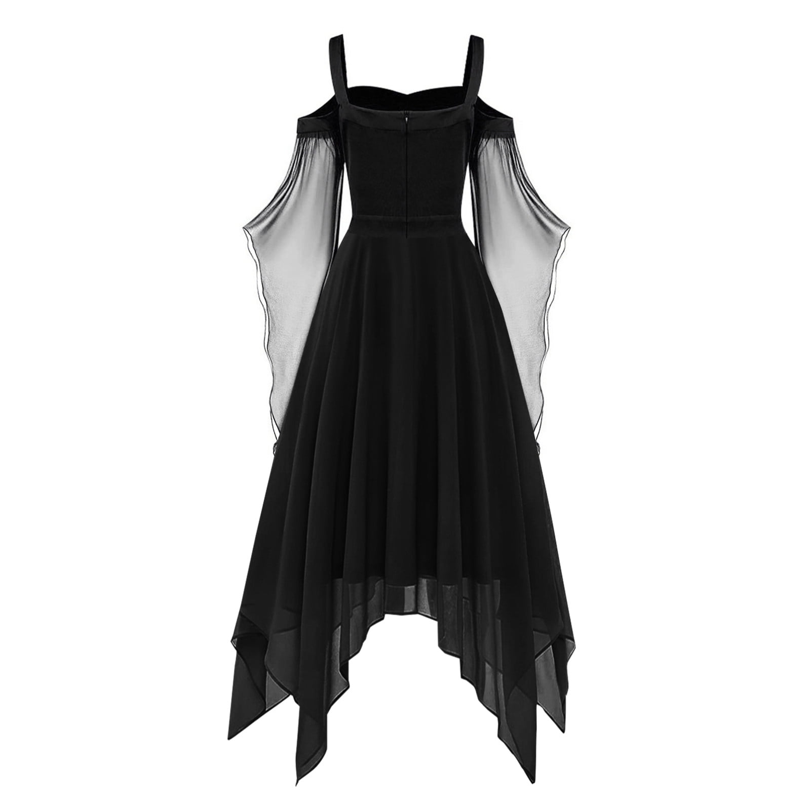 Costume Halloween Femme - Robes De Cocktail Pour Femmes Mode Style Gothique Années 1950 Vintage Robe Mi-Longue Croset Manches Longues Évasées Une Ligne Robe De Soirée Cosplays Costumes Anime