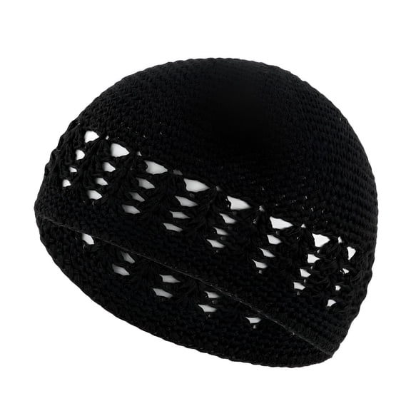 TELOLY Kufi Cap Solid Cotton Women Men Prayer Hats Islamic Beanie Kufi Hats Crochet Handmade Winter Keep Warm Accessories