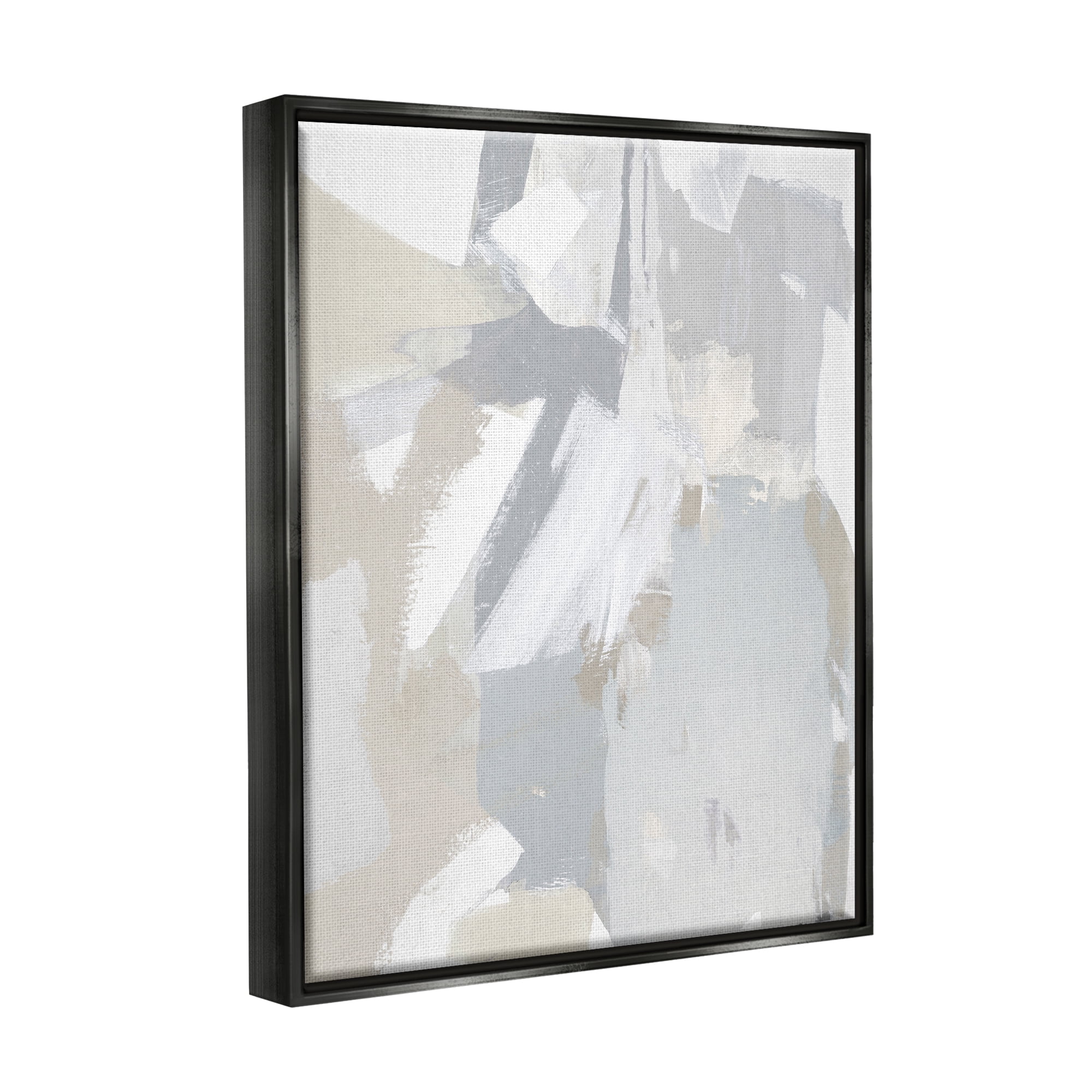Stupell Industries Abstract Grey Collage Abstract Painting Black Floater Framed Canvas Art Print Wall Art, 25 x 31