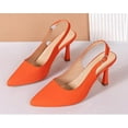 thumbnail image 2 of Pointy Toe Heels for Women, Slingback Court Shoes Heel, Ladies Pumps Ankle Strap Dress Sandals, Suitable for Shopping, Attending Events and Other Occasions. (Orange Size 40), 2 of 7