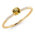 thumbnail image 3 of Gem Stone King 10K Yellow Gold Yellow Citrine and White Lab Grown Diamond Engagement Ring for Women (0.31 Cttw, Round 4MM, Gemstone November Birthstone, Size 5), 3 of 5