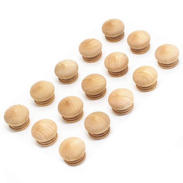 Weichuan 15 pomos redondos de madera sin terminar para muebles y cajones (diámetro: 1-1/2 pulgadas, altura: 1 pulgada)