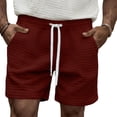 thumbnail image 2 of TKYCMSUAKI Mens Big and Tall Casual Shorts Waffle Textured Solid Color Straight Short Summer Loose Fit Outdoor Beach Shorts with Pockets, 2 of 5