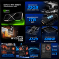 thumbnail image 3 of PC Gamer IA Xtreme PC Gaming NVIDIA GeForce RTX 5060 TI AMD Ryzen 7 5700X 32GB SSD 1TB Sistema Liquido WIFI Black Productividad Versátil Acelerada con IA, 3 of 6