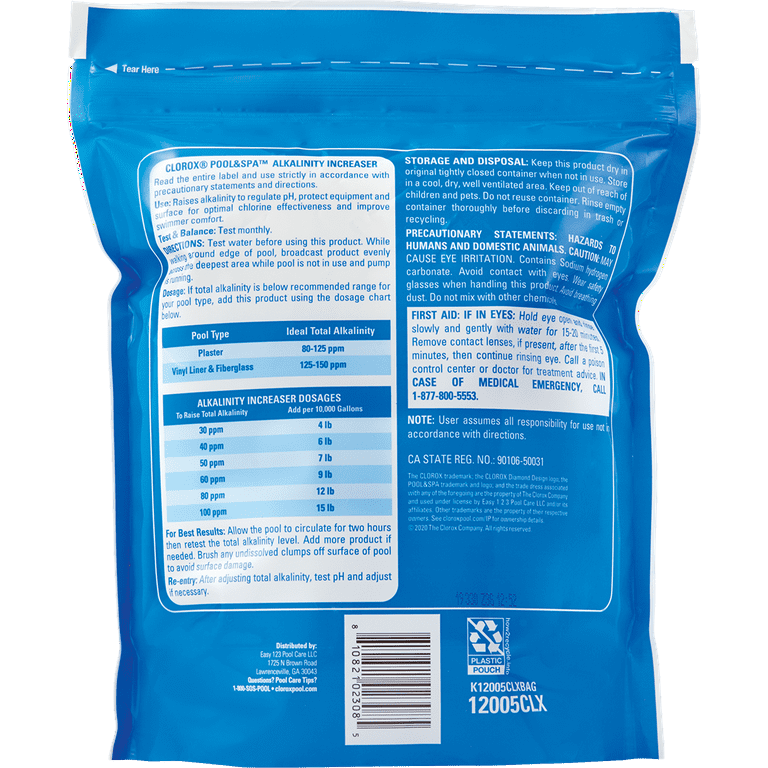 Clorox Pool&Spa Alkalinity Increaser for Swimming Pools, 5 lb Bag, Granules