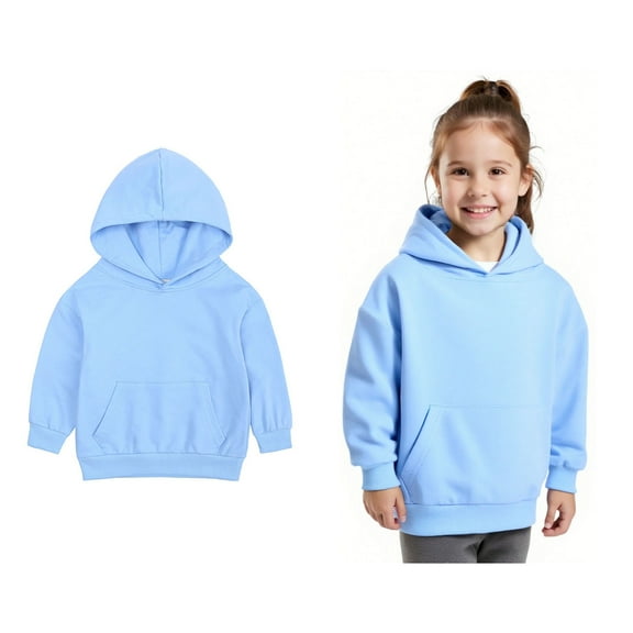 Kids Girls Hoodie Light Blue Hoodies Long Sleeve Soft Sweatshirts Top Winter Clothes Girls Sweatshirts Size 6-7 Years