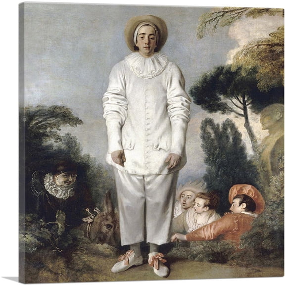 ARTCANVAS Pierrot Formally Called Gilles Canvas Art Print by Jean-Antoine Watteau - Size: 18" x 18" (0.75" Deep)