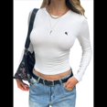 thumbnail image 3 of Camisetas de Larga para Mujer, Tops Cortos Básicos de Moda de Otoño, Conjuntos para Salir, Ropa Y2k M, 3 of 7