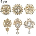 thumbnail image 1 of 6PCS Brooch Pin Pearl Rhinestone Decor Water Drop Crystal Brooch Corsage Brooch Pin for Wedding, 1 of 8