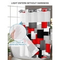 thumbnail image 6 of No Hook Shower Curtain with Snap-in Liner, Red Black Geometric Waterproof Fabric Bathroom Curtains, Modern Abstract Art Block Bath Curtains & Mesh Top Window Stand Up Stall 36"x72", 6 of 9