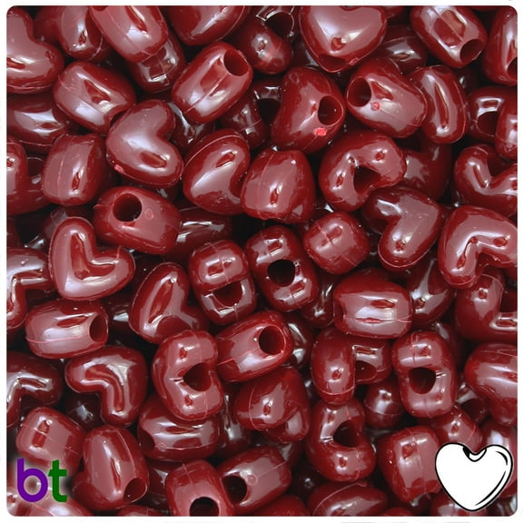 BeadTin Cranberry Opaque 12mm Heart Pony Beads (250pcs)