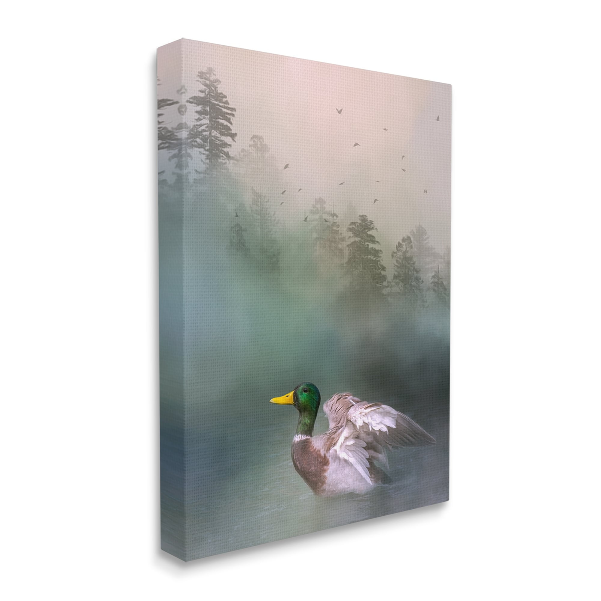Stupell Mallard Duck Swimming Woodland Lake Animals & Insects Photography Gallery Wrapped Canvas Print Wall Art