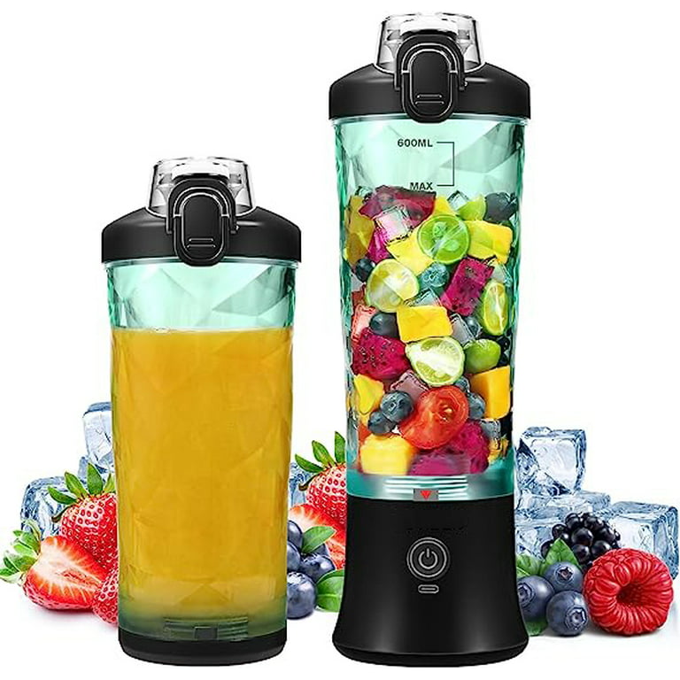 Portable Blender - 18 oz USB Rechargeable Personal Size Blender for Shakes and Smoothies - 150W Power with 6 Blades and Pulse Mode - with Cup Lid