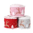 thumbnail image 5 of Thinsont Christmas Wrapping Ribbon Linen Fabric Width DIY Craft Printing Ribbons Wreaths Wedding Birthday Ornaments New Year Red, 5 of 10