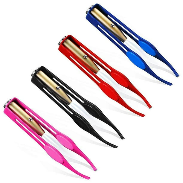 Pinzas LED Con Luz LED, Acero Inoxidable, Depilación De Cejas, Pinzas Iluminadas, Ligeras Y Portátiles