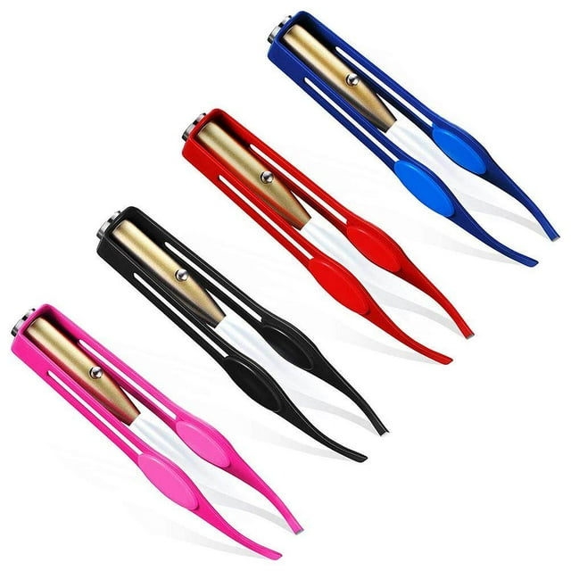 Pinzas LED Con Luz LED, Acero Inoxidable, Depilación De Cejas, Pinzas Iluminadas, Ligeras Y Portátiles