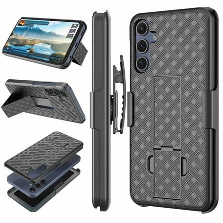 For Samsung Galaxy A16 5G Case, Heavy Duty Shockproof Rugged Cover with Kickstand, Full Body Protective Case for Samsung Galaxy A16 5G 6.7" - Black