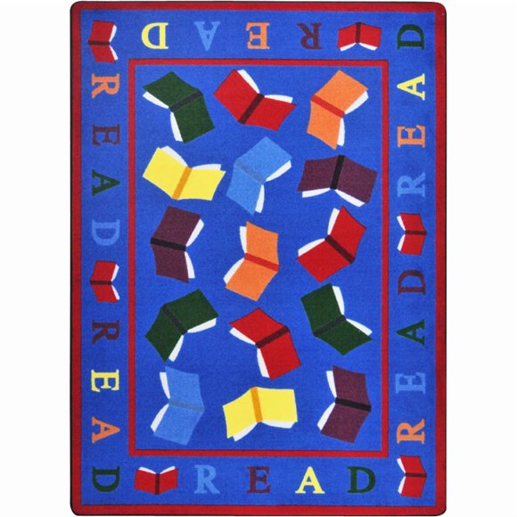 Joy Carpets Kid Essentials Scattered Books 2'8" x 3'10" Indoor Area Rug in Color Multi